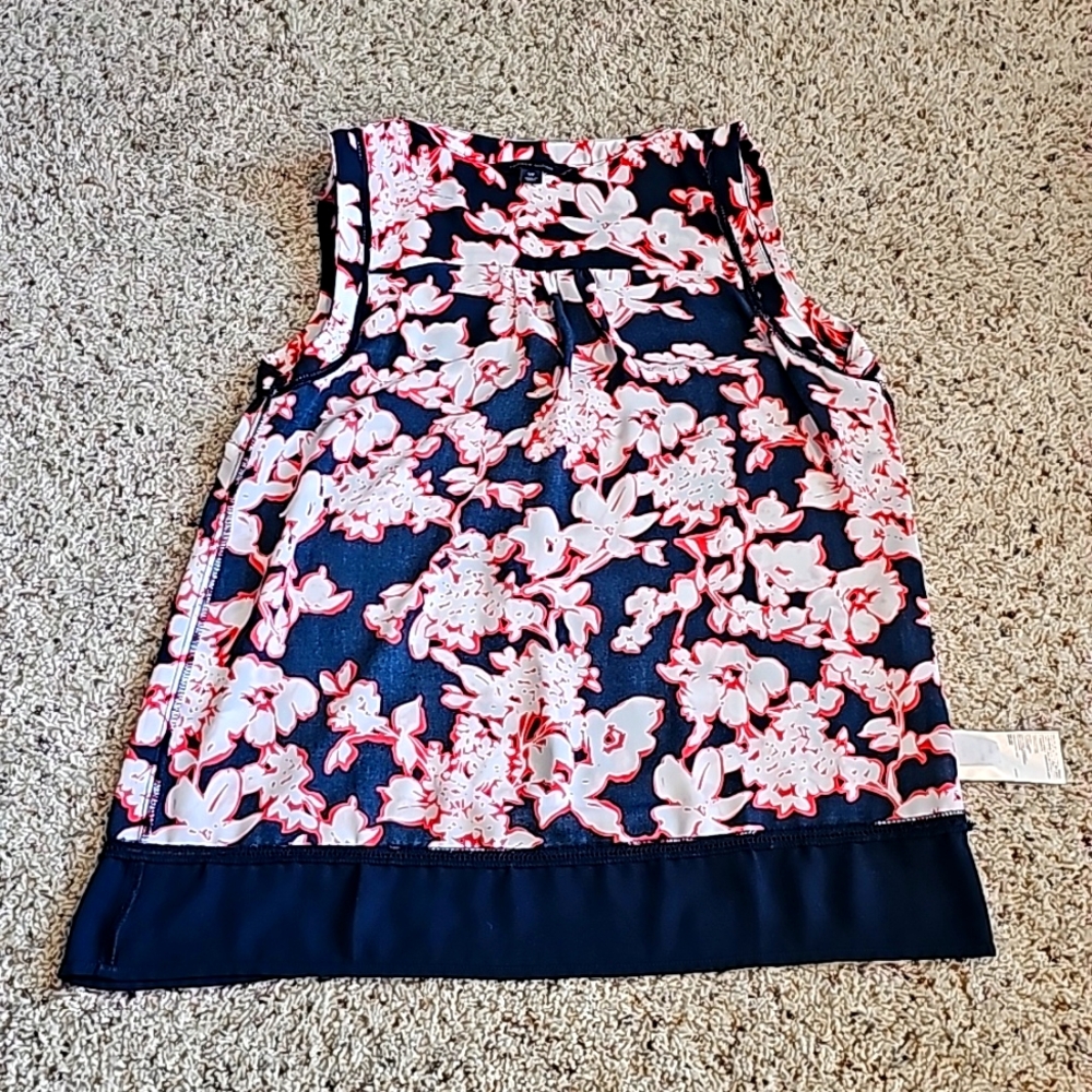 Tommy Hilfiger sz S/P blouse navy white coral - Picture 10 of 11